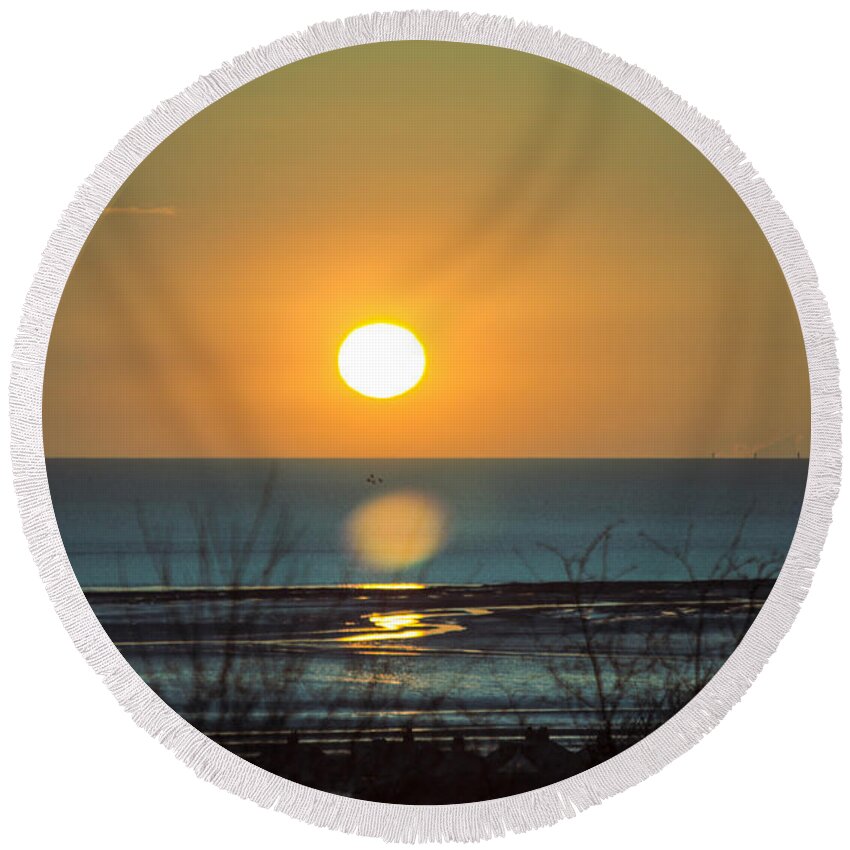 Golden Round Beach Towel featuring the photograph Golden Orb by Spikey Mouse Photography