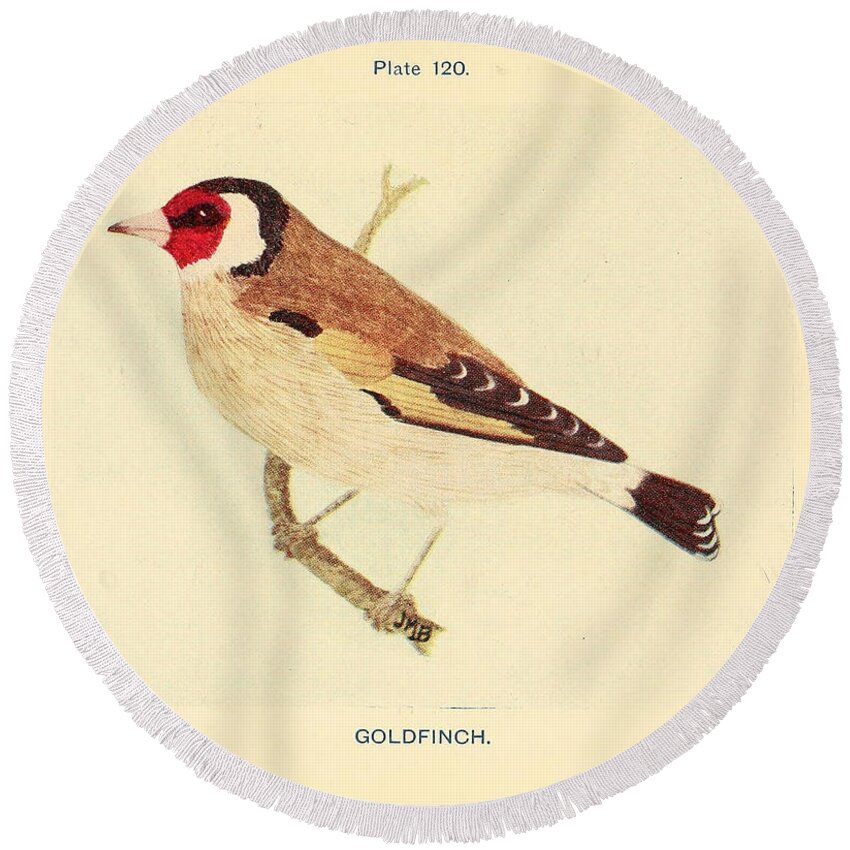 Goldfinch Round Beach Towel featuring the painting Goldfinch by Philip Ralley