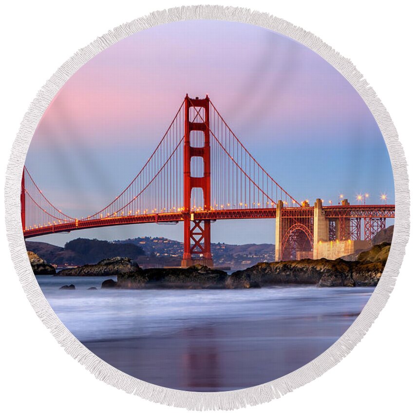Golden Gate Bridge Round Beach Towel featuring the photograph Golen Gate Bridge from Baker Beach by Jerry Fornarotto