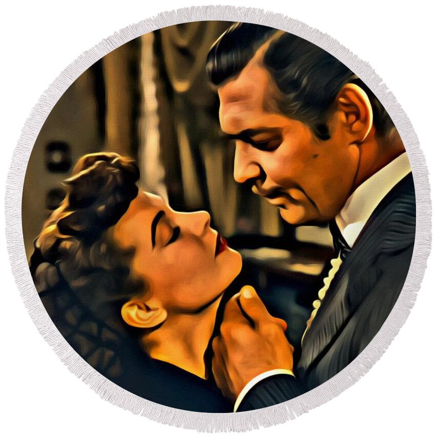 Gone With The Wind Round Beach Towel featuring the painting Gone with the wind by Florian Rodarte