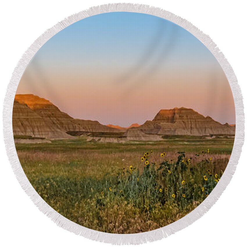Landscape Round Beach Towel featuring the photograph Good Morning Badlands II by Patti Deters