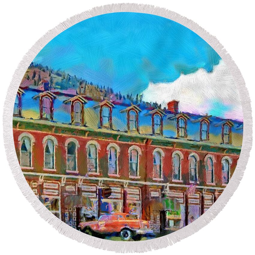 Shop Round Beach Towel featuring the painting Grand Imperial Hotel by Jeffrey Kolker