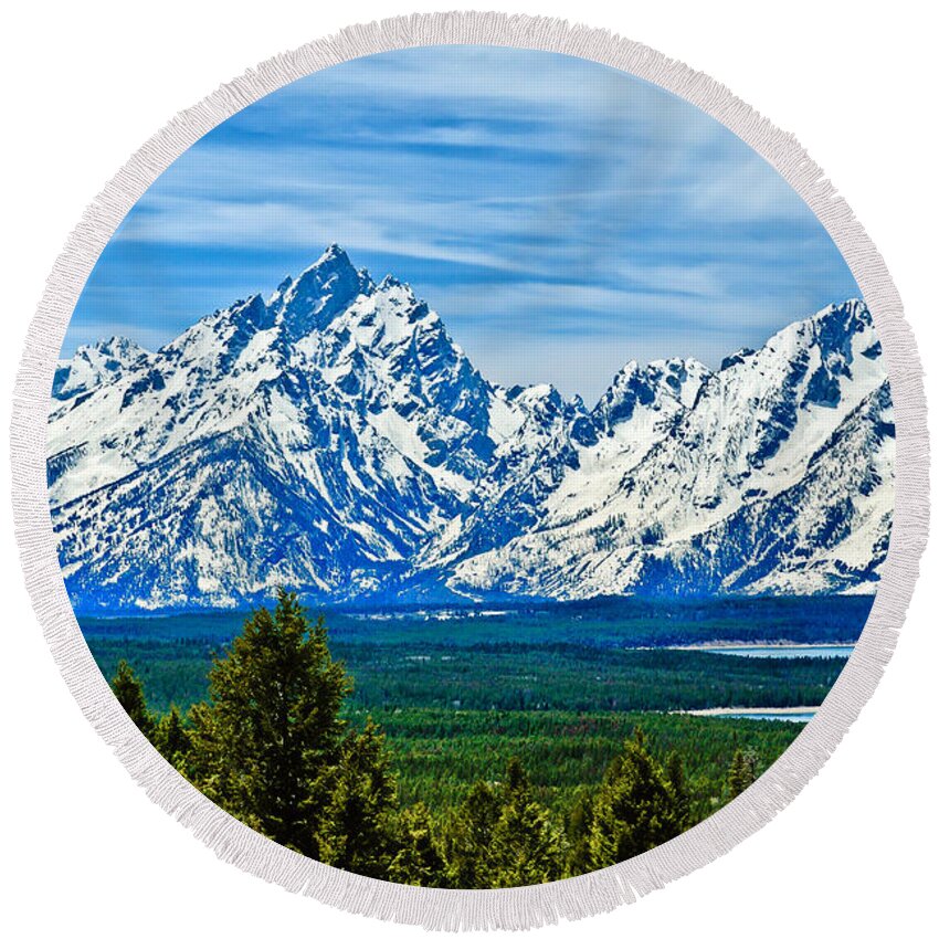 Grand Teton National Park Round Beach Towel featuring the photograph Grand Teton Spring by Greg Norrell