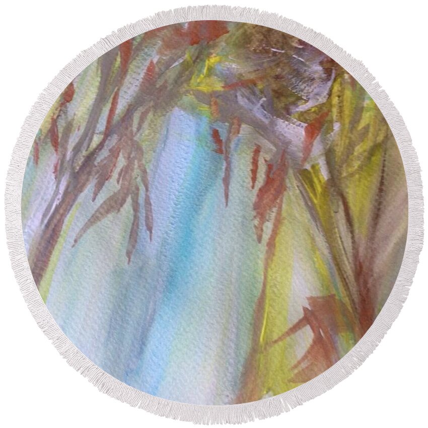 Thanks Round Beach Towel featuring the painting Gratitude by Judith Desrosiers