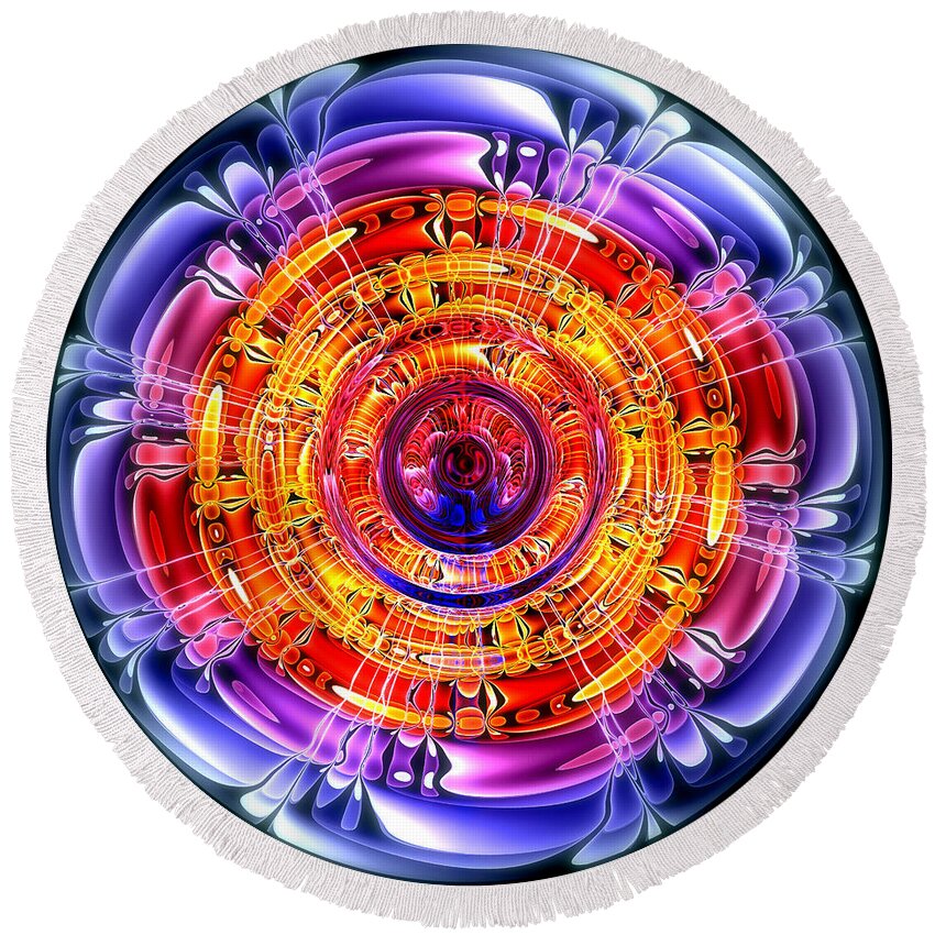 Abstract Round Beach Towel featuring the digital art Great Energy by Pete Trenholm