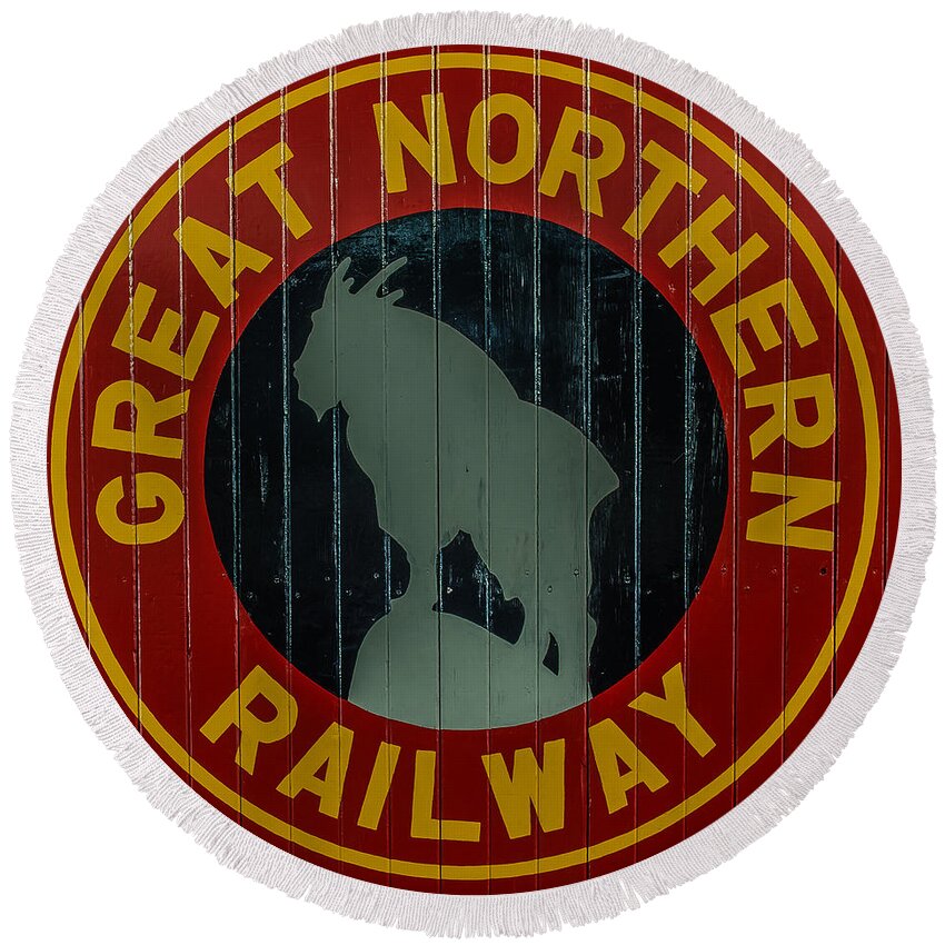 Red Round Beach Towel featuring the photograph Great Northern Railway by Paul Freidlund