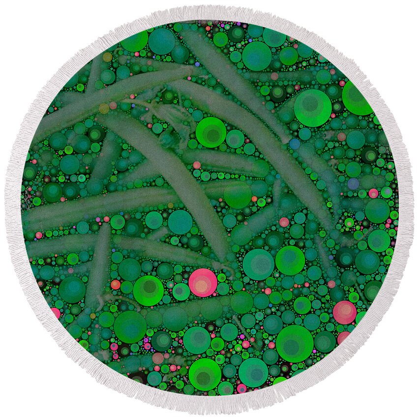 Circles Round Beach Towel featuring the digital art Green Beans by Dorian Hill
