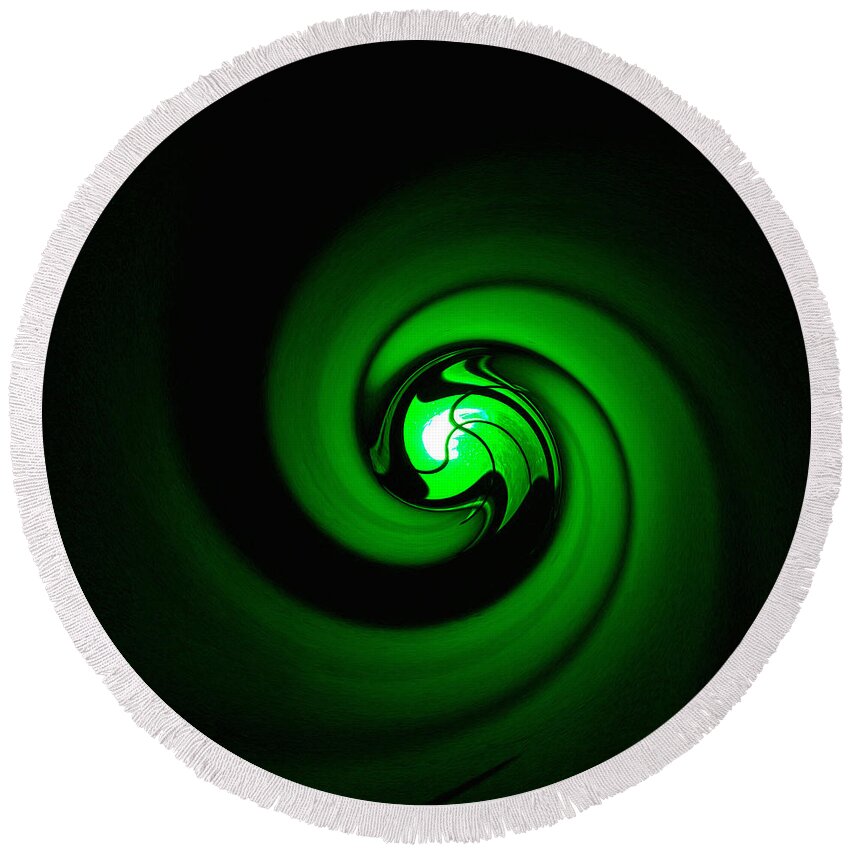 Green Round Beach Towel featuring the photograph Green Lantern by Art Block Collections