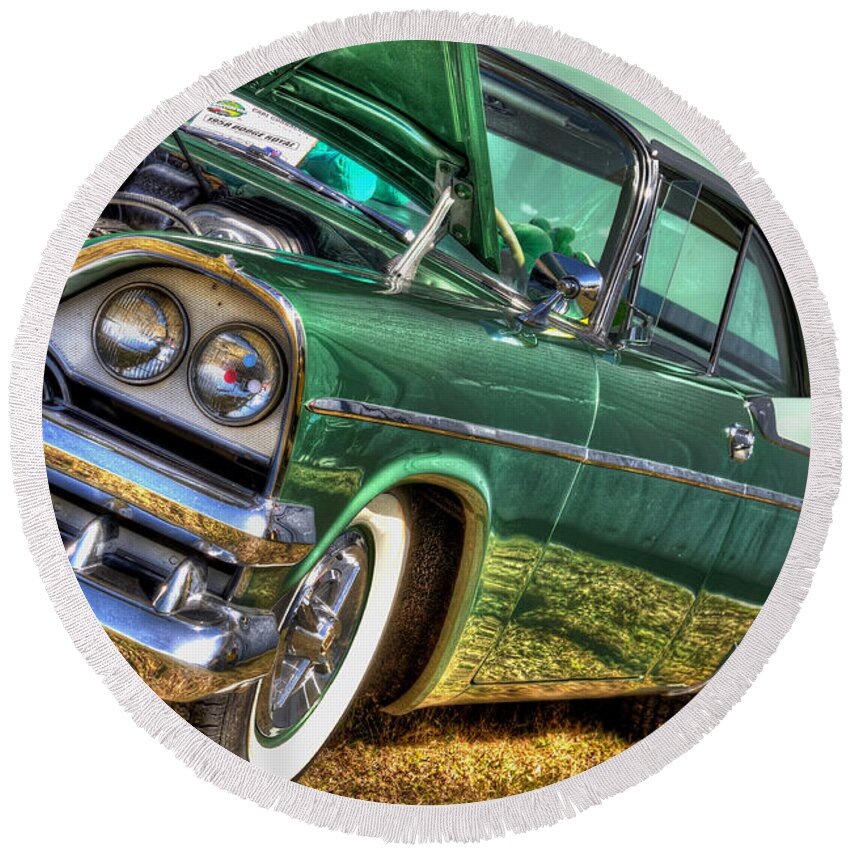 Hdr Round Beach Towel featuring the photograph Green Machine by David Hart