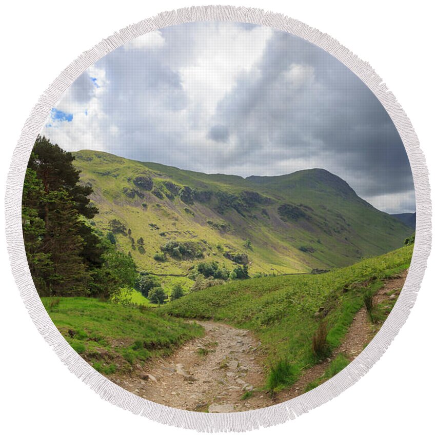 Grisedale Round Beach Towel featuring the photograph Grisedale from Lanty's Tarn in the Lake District by Louise Heusinkveld