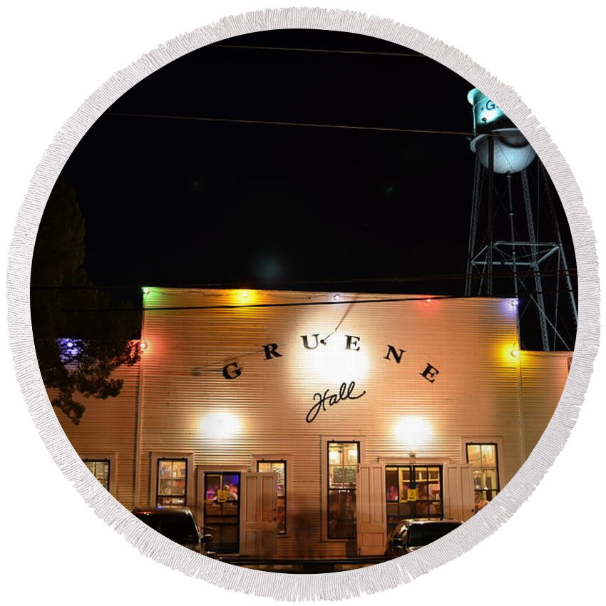 Timed Exposure Round Beach Towel featuring the photograph Gruene Hall by David Morefield