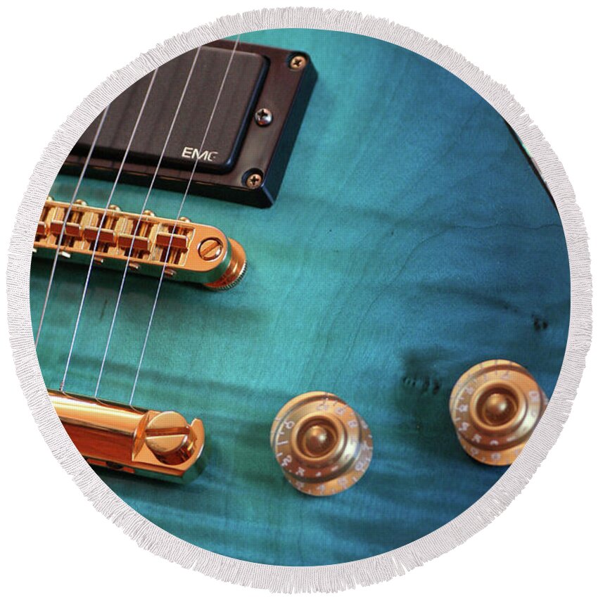 Guitar Round Beach Towel featuring the photograph Guitar Blues by Joy Watson