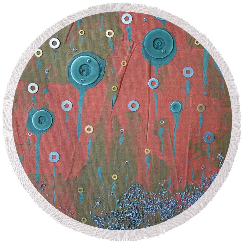Modern Round Beach Towel featuring the painting Gully Washer by Donna Blackhall