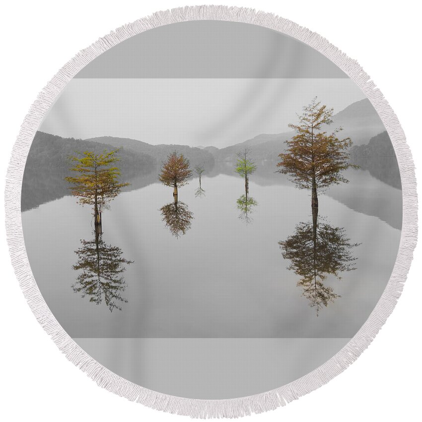 Appalachia Round Beach Towel featuring the photograph Hanging Garden by Debra and Dave Vanderlaan