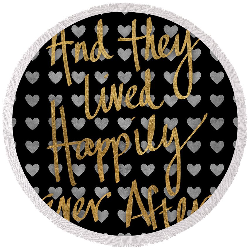 Happily Round Beach Towel featuring the digital art Happily Ever After Pattern by South Social Studio