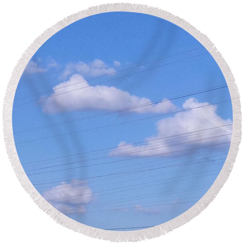 Cloud Sky Round Beach Towel featuring the photograph Happy Cloud Day by Carol Oufnac Mahan