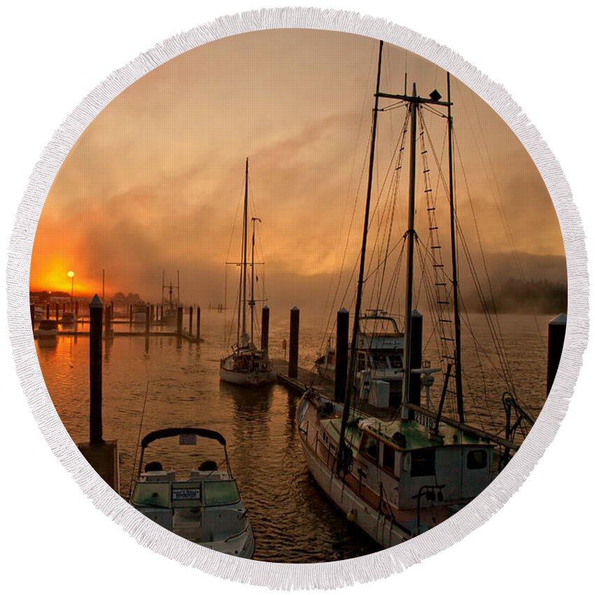 Florence Round Beach Towel featuring the photograph Harbor by Lisa Chorny