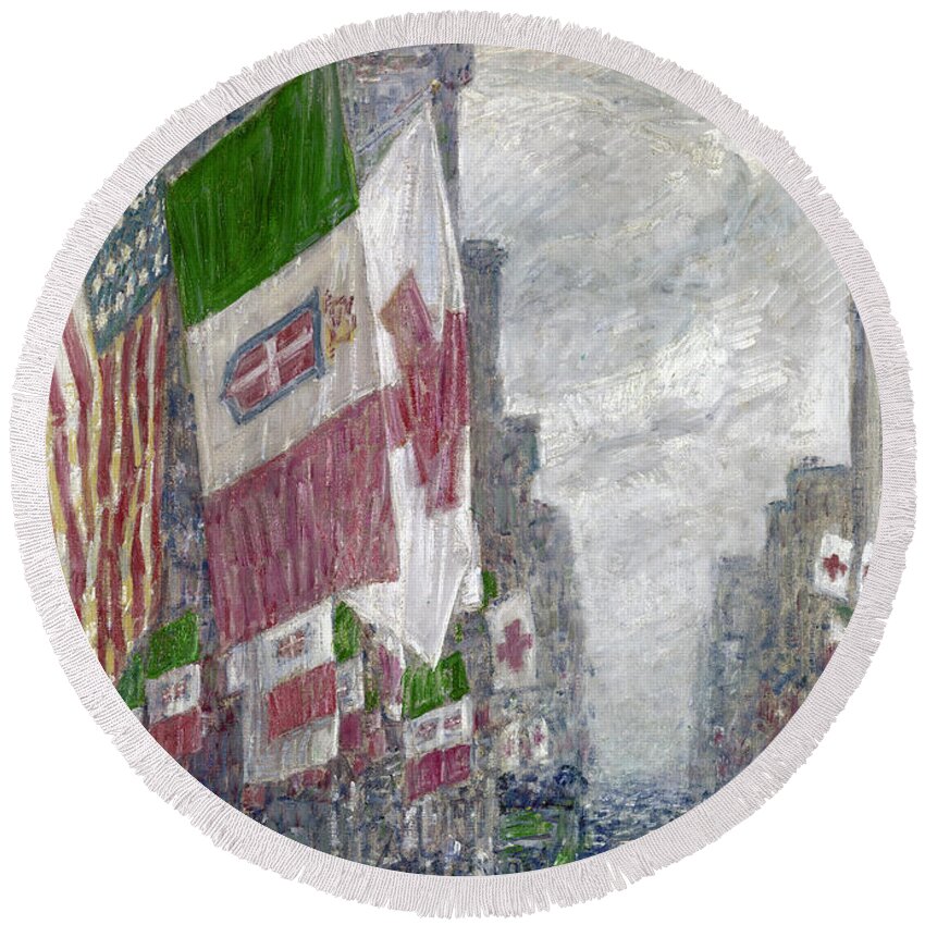 1918 Round Beach Towel featuring the photograph Hassam: Italian Day, 1918 by Granger