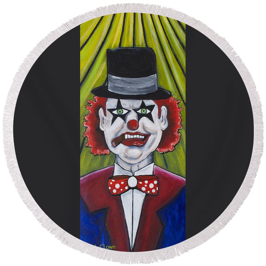 Clowns Round Beach Towel featuring the painting Head Clown by Patricia Arroyo