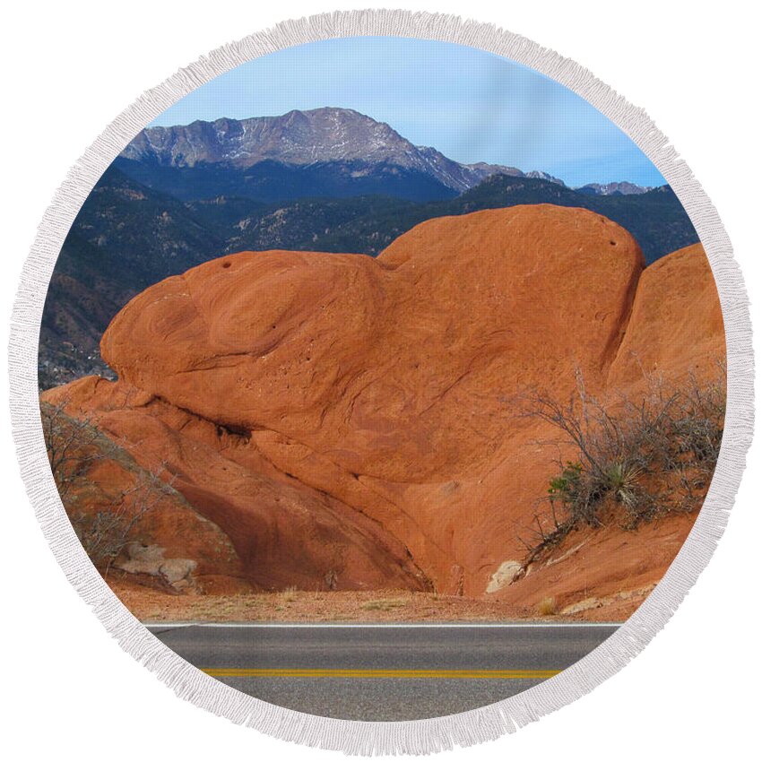 Colorado Round Beach Towel featuring the photograph Heart of the Garden of the Gods by Becca Buecher