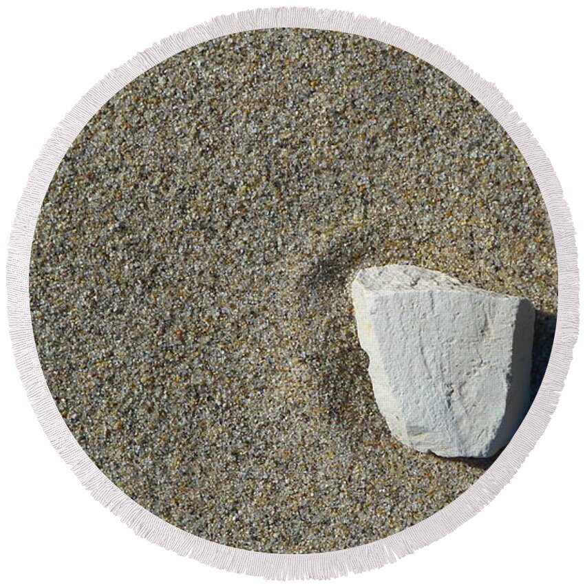 Stone Round Beach Towel featuring the photograph Heart Stone by Nora Boghossian