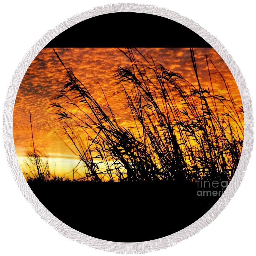 Beaumont Round Beach Towel featuring the photograph Sunset Heaven and Hell In Beaumont Texas by Michael Hoard