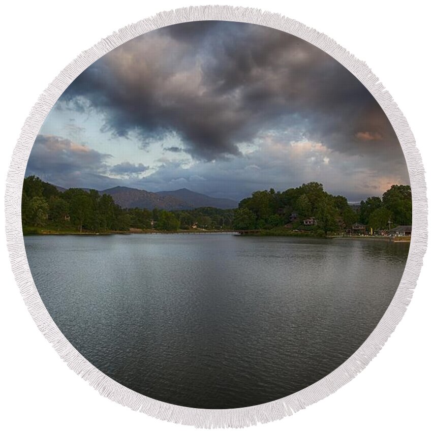 Lake Junaluska Round Beach Towel featuring the photograph Heaven takes a look by Dennis Baswell