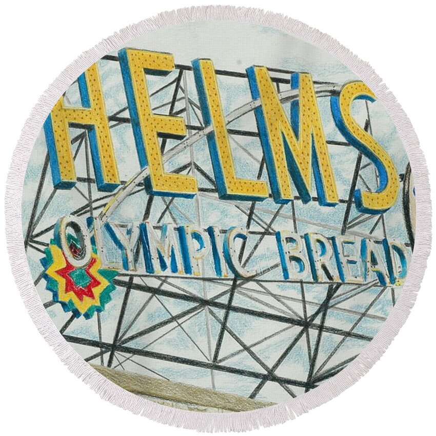 Helms Round Beach Towel featuring the drawing Helms Bread by Glenda Zuckerman
