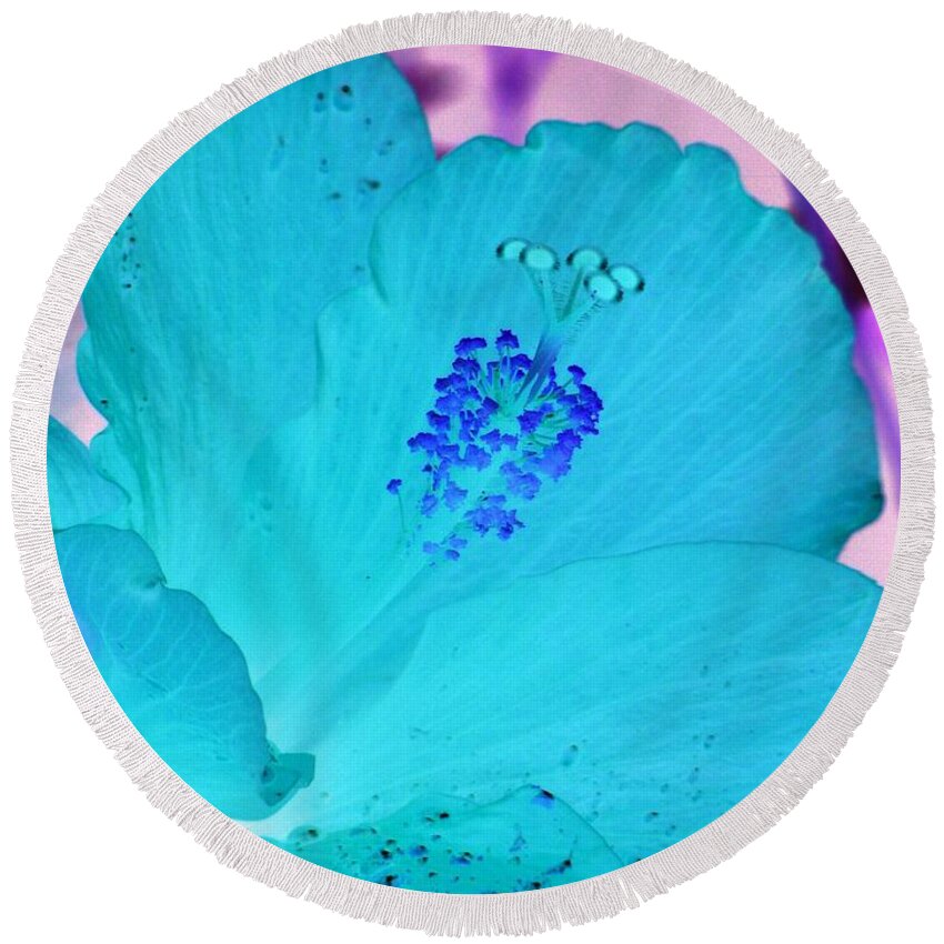 Hibiscus Round Beach Towel featuring the photograph Hibiscus - After The Rain - PhotoPower 760 by Pamela Critchlow
