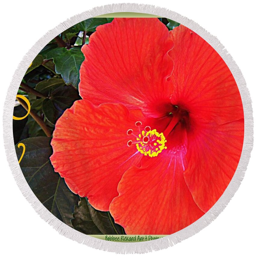 Hibiscus Round Beach Towel featuring the photograph Hibiscus Love by Bobbee Rickard