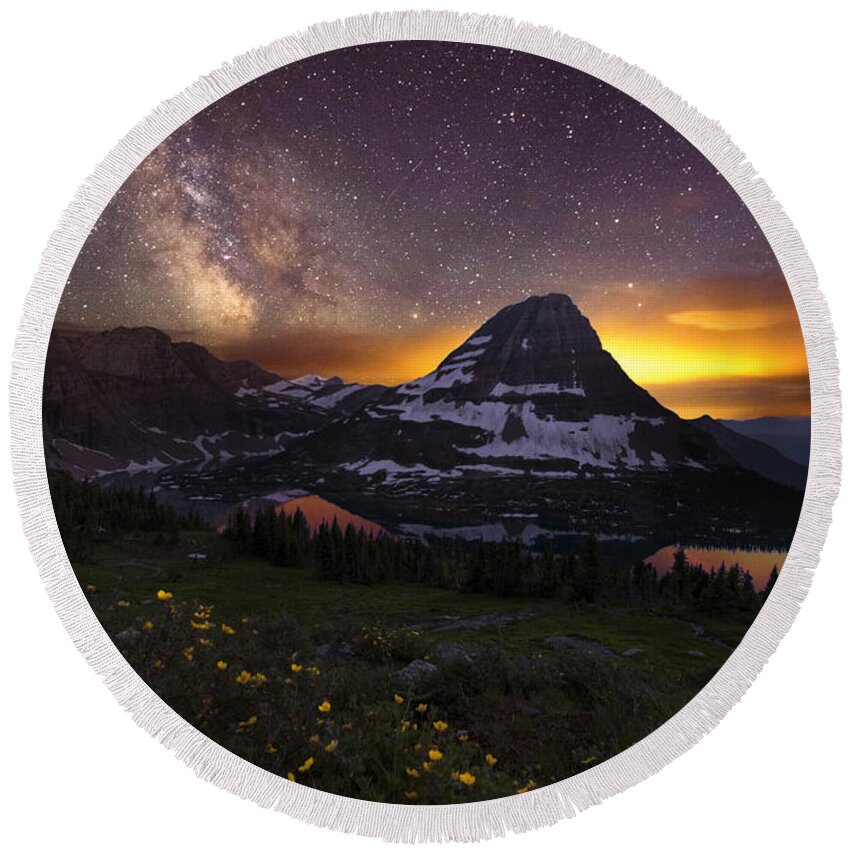 Glacier National Park Round Beach Towel featuring the photograph Hidden Galaxy by Dustin LeFevre