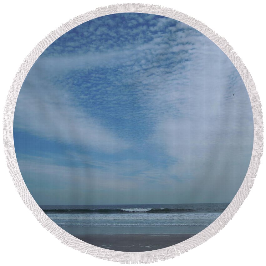 Landscape Round Beach Towel featuring the photograph High Sky by Ellen Meakin