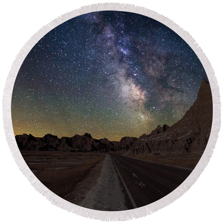 Milkyway Round Beach Towel featuring the photograph Highway to by Aaron J Groen