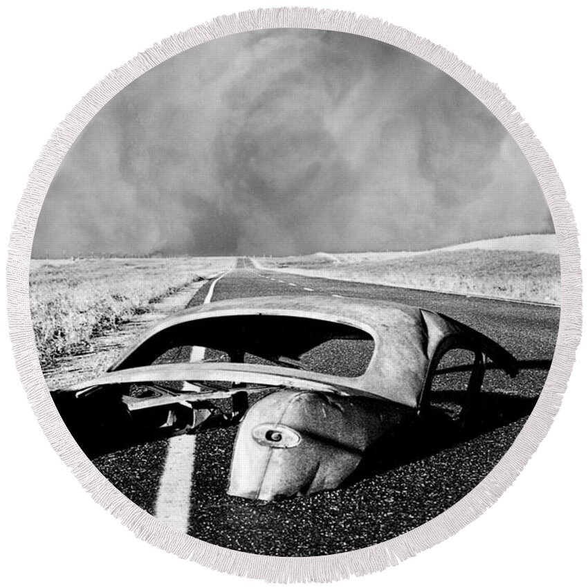 52 Ford Round Beach Towel featuring the photograph Highways End by Neil Pankler