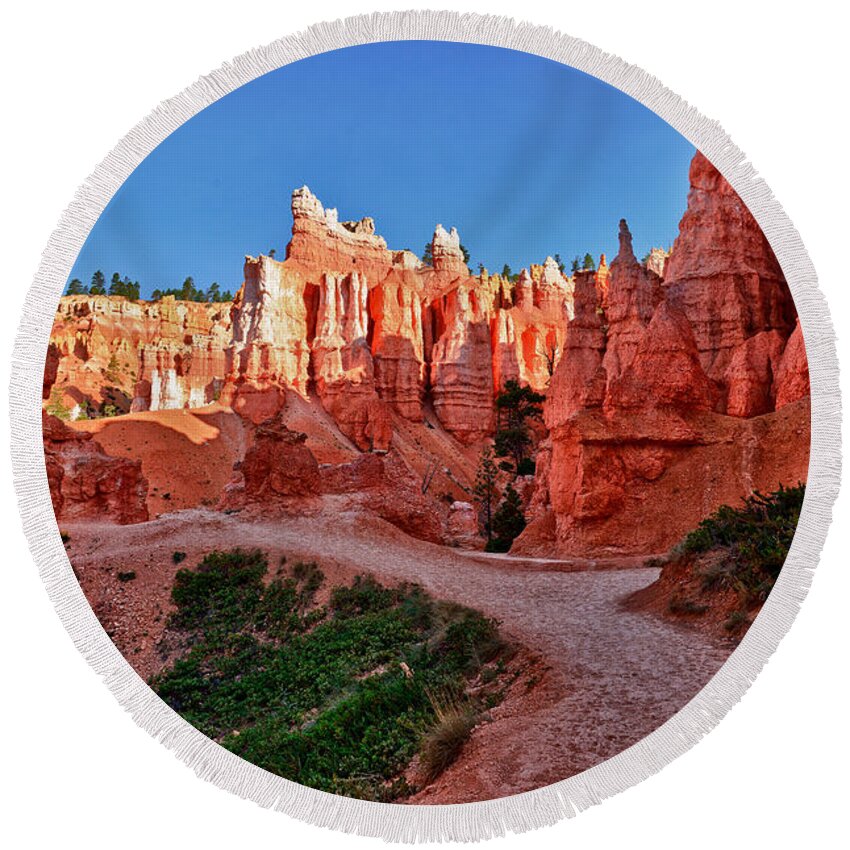 Bryce Canyon Round Beach Towel featuring the photograph Hike Through The Hoodoos by Greg Norrell