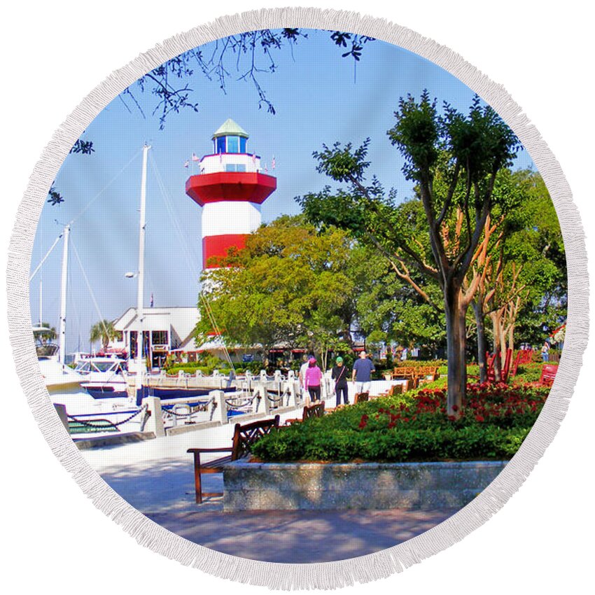 Lighthouse Round Beach Towel featuring the photograph Hilton Head Lighthouse by Duane McCullough