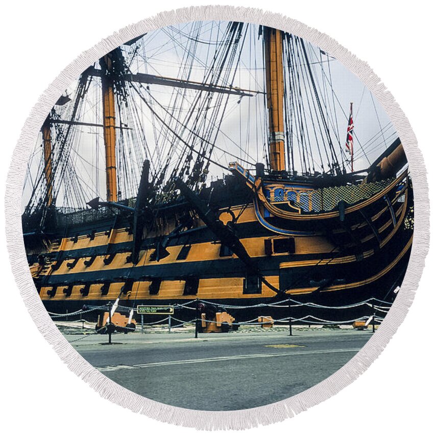 Hms Victory Round Beach Towel featuring the photograph HMS Victory by Bob Phillips