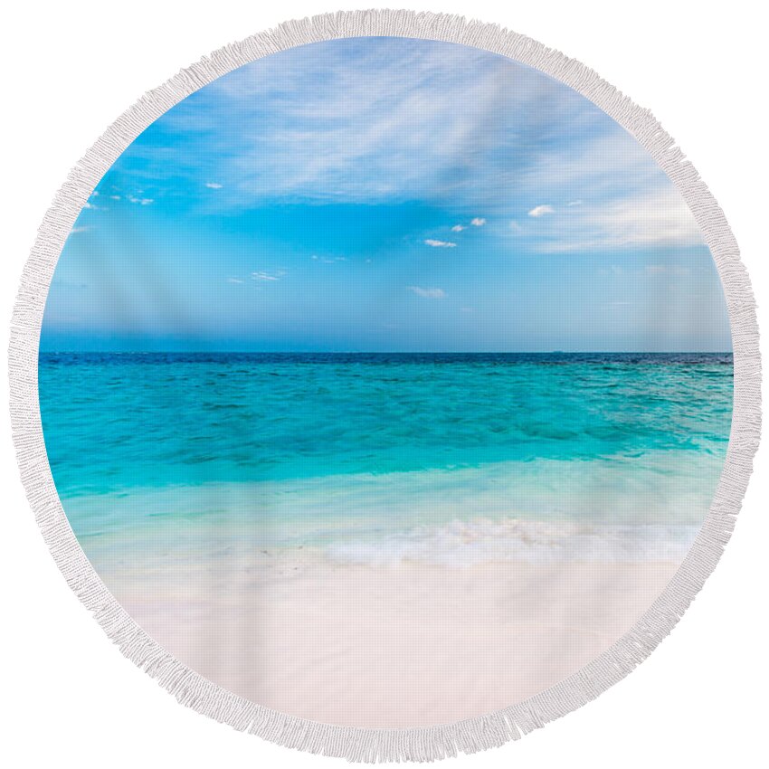 Bahamas Round Beach Towel featuring the photograph Holiday Feeling by Hannes Cmarits