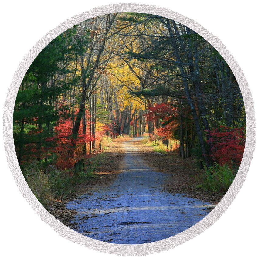 Red Leaves Round Beach Towel featuring the photograph Homeward Bound by Neal Eslinger