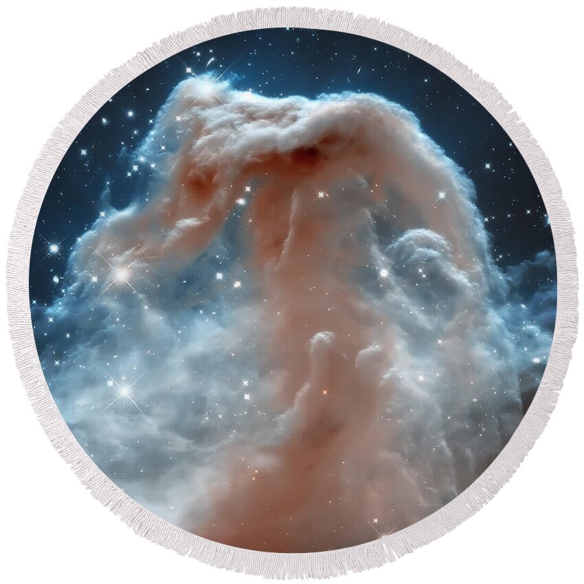 Nasa Images Round Beach Towel featuring the photograph Horse Head Nebula by Jennifer Rondinelli Reilly - Fine Art Photography