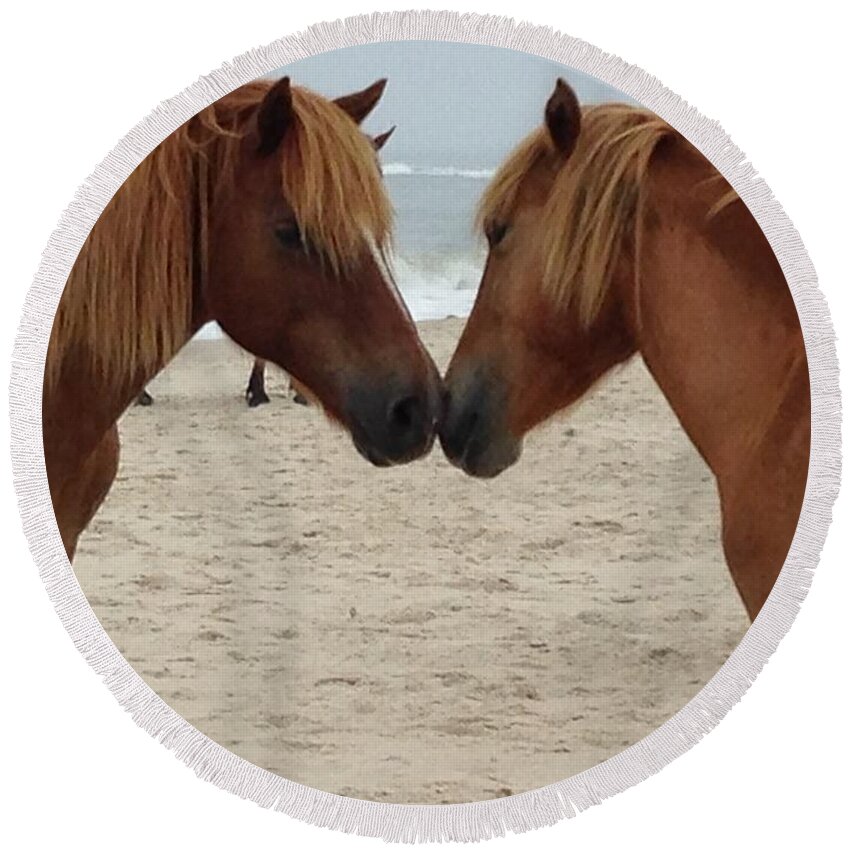 Horses Round Beach Towel featuring the photograph Horses by Sheila Mashaw