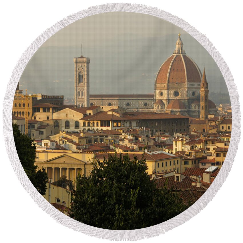 Georgia Mizuleva Round Beach Towel featuring the photograph Hot Summer Afternoon in Florence Italy by Georgia Mizuleva