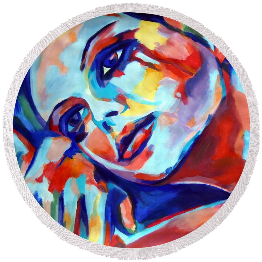 Contemporary Art Round Beach Towel featuring the painting Human condition by Helena Wierzbicki