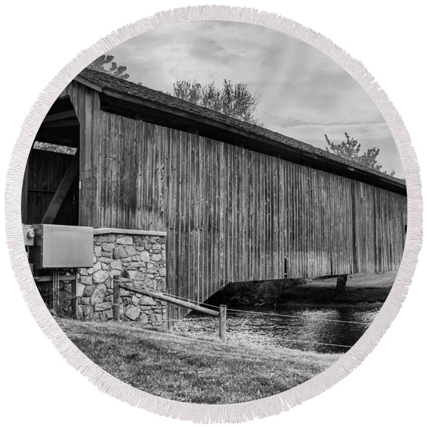 Bridges Round Beach Towel featuring the photograph Hunsecker's Mill Bridge by Guy Whiteley