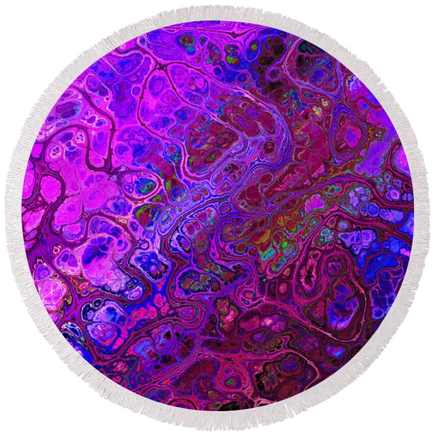 I Phone Case Round Beach Towel featuring the digital art I Phone Case / Wall Art - Fractal Purple by Debbie Portwood
