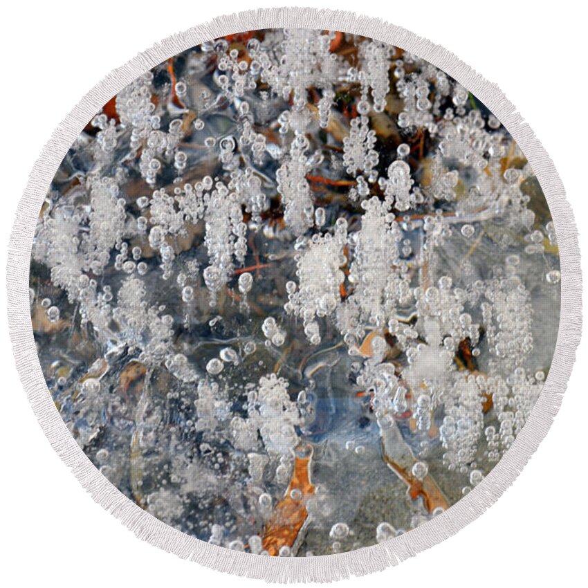 Ice Round Beach Towel featuring the photograph Ice Bubbles by Brent Dolliver