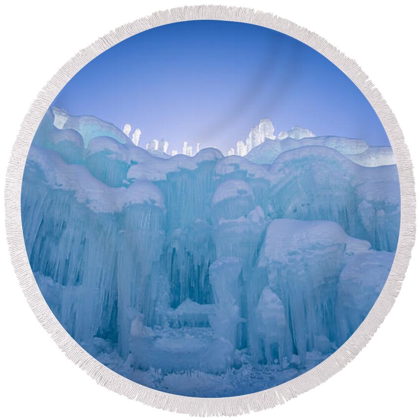Ice Castle Round Beach Towel featuring the photograph Ice Castle by Edward Fielding