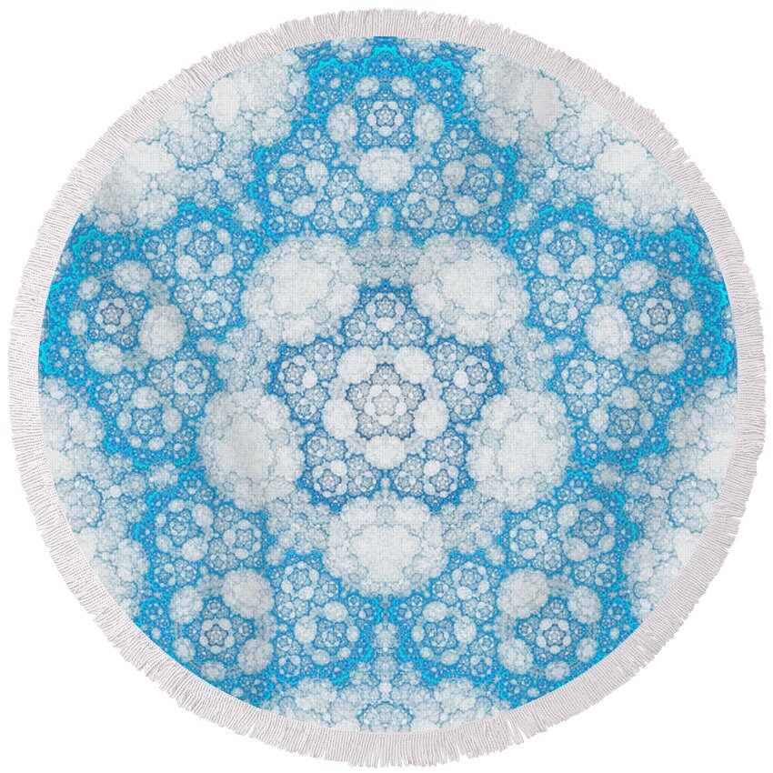 Fractal Round Beach Towel featuring the digital art Ice Crystals by Gary Blackman