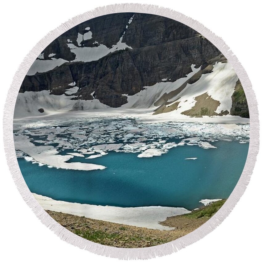 Glacier National Park Round Beach Towel featuring the photograph Iceberg Lake by Cassie Marie Photography