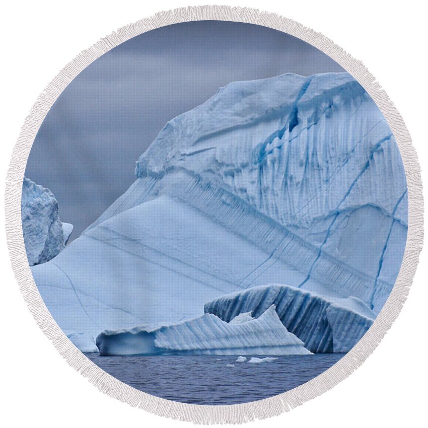 Arctic Round Beach Towel featuring the photograph Icebergs in Blue No. 2 by Michele Burgess